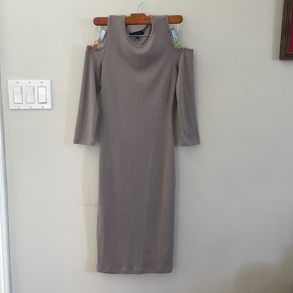 Shoulder cut sweater dress